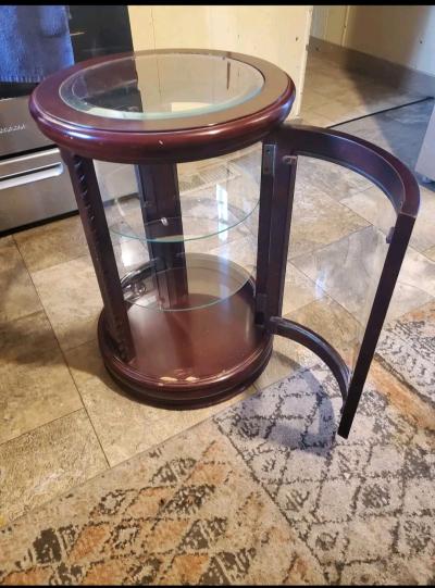 vintage bombay travertine column cabinet - Thumbnail 5
