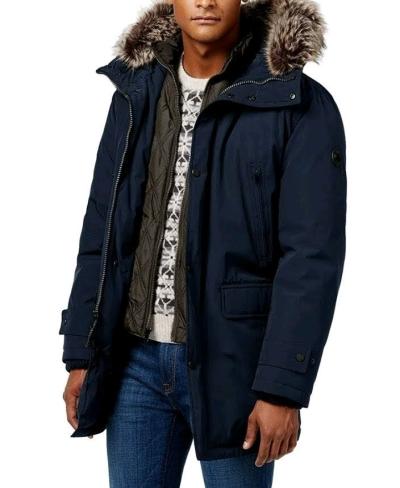 Michael Kors Mens Navy Hooded Bib Snorkel Parka