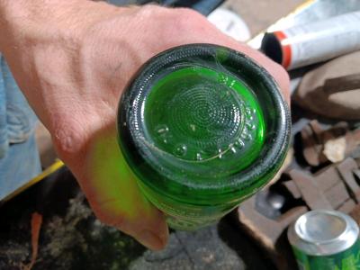 Rare Yahoo Mtn Dew Green Glass Bottle - Thumbnail 4