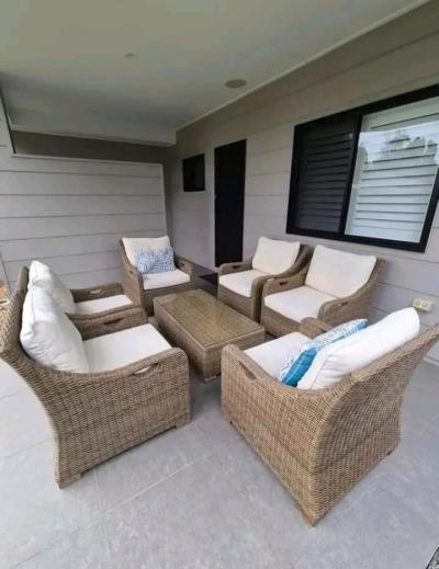 6Piece Outdoor Wicker Patio Furniture Set with Coffee Table - Thumbnail 2