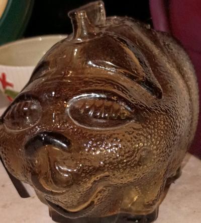 Glass Brown Piggy Bank