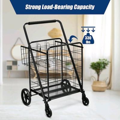 Black Steel Shopping Folding Cart