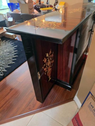 Antique Italian Service Bar Black Mahogany Lacquer - Thumbnail 5