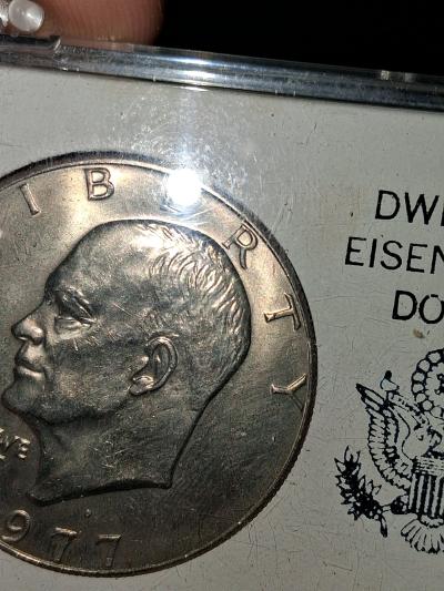 1977D Mint eisenhower  peg leg R in liberty rare coin - Thumbnail 3