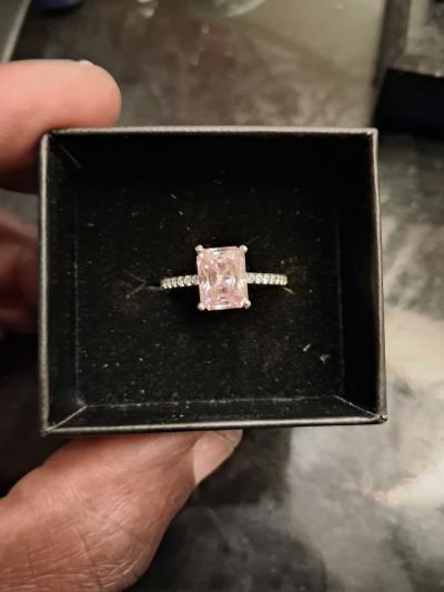 ladys pink radiant cut lab diamond engagement ring - Thumbnail 2