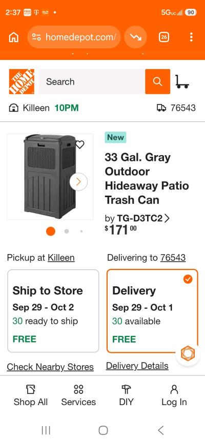New 33 Gallons Comercial or Res Trash Cans Water Resistant - Thumbnail 5