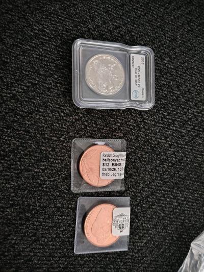 created icg 2005 ms65pl of man crown and two copper rounds - Thumbnail 4