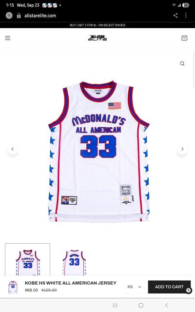 Kobe Bryant  1996 McDonalds ALL AMERICAN JERSEY
