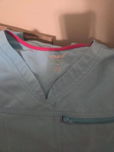 Scrubstar 2pc scrub set turquoise and pink trim