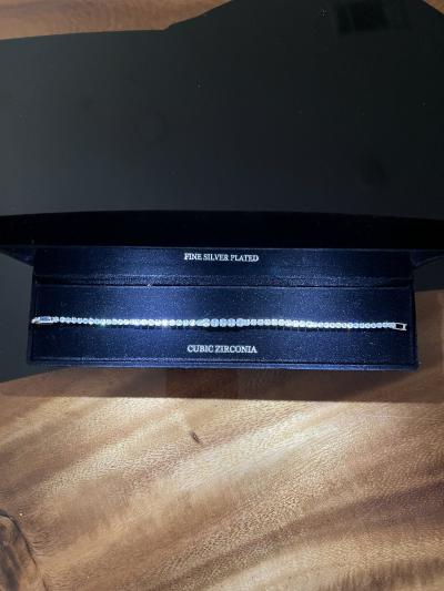 CZ Fine Silver Plated Tennis bracelet - Thumbnail 2