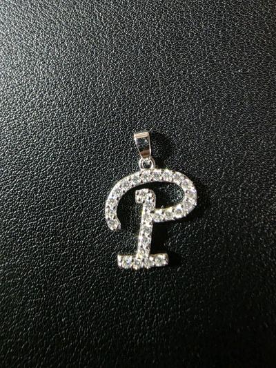 letter P charm real Moissanite Diomands - Thumbnail 2