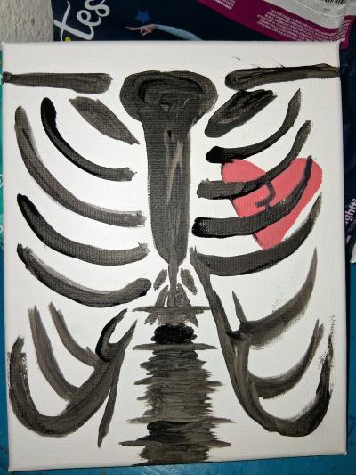 caged heart painting