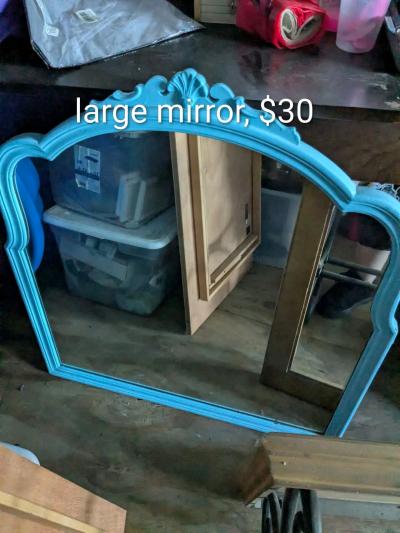 Large mirror painted blue good condition