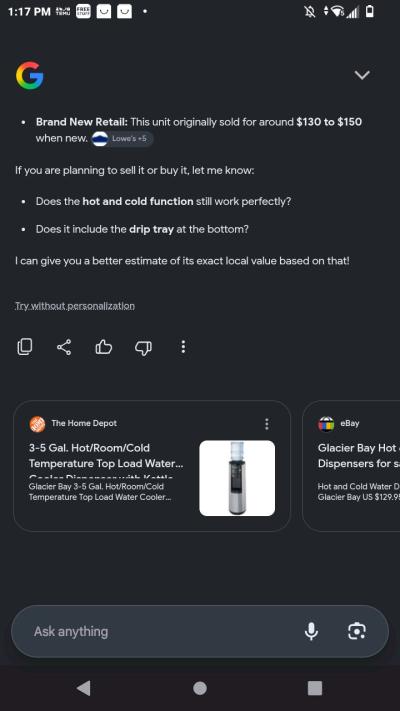 Glacier Water Dispenser Dipenses  Hot and Cold water from ju - Thumbnail 2