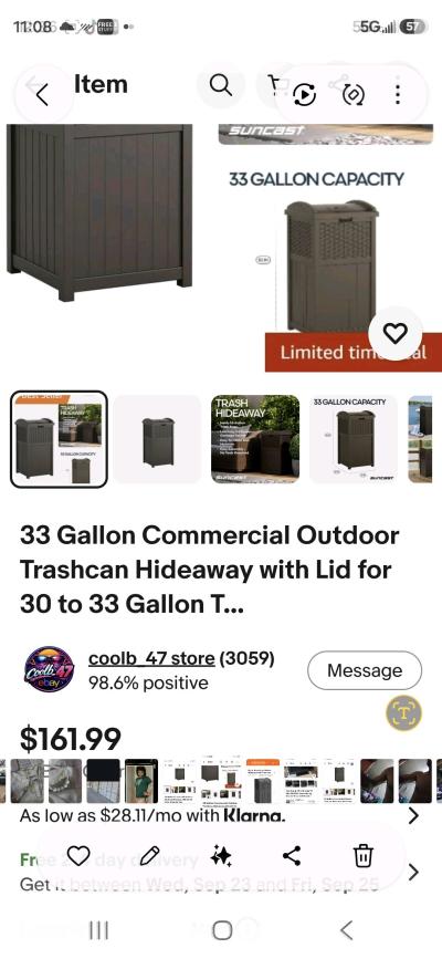 New 33 Gallons Comercial or Res Trash Cans Water Resistant - Thumbnail 7