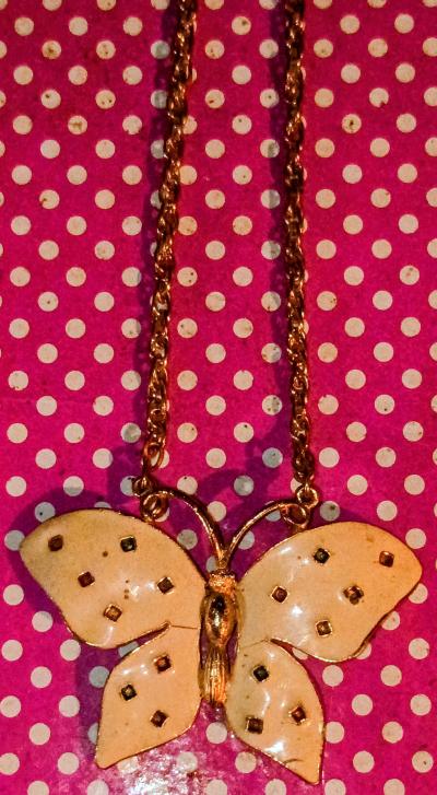 Gold Tone Necklace with a Butterfly pendant