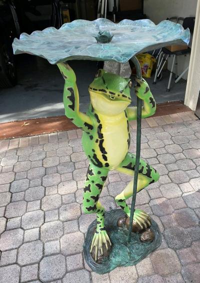 Nifao Frog Outdoor Bronze Fountain Green - Thumbnail 4