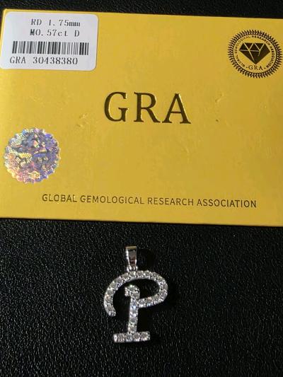 letter P charm real Moissanite Diomands - Thumbnail 3