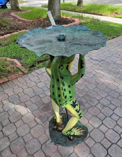 Nifao Frog Outdoor Bronze Fountain Green - Thumbnail 6