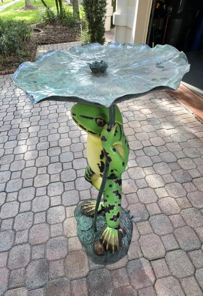 Nifao Frog Outdoor Bronze Fountain Green - Thumbnail 9