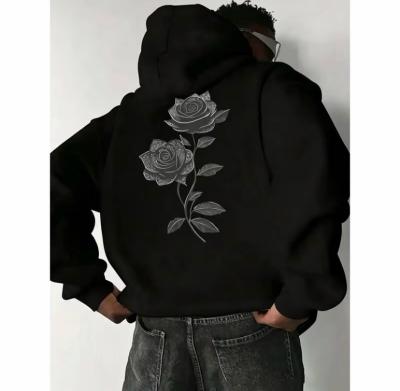 Mens Vintage Gray Graphic Hoodie Back Rose