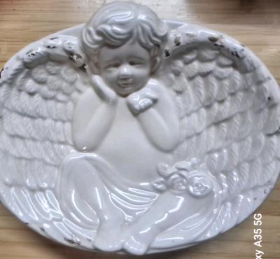 Vintage Cherub Angel Ceramic SoapTrinket Dish