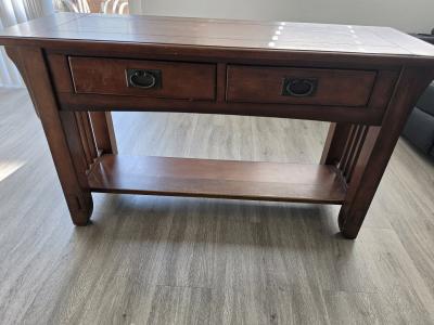 Mission Style Wood Console Table with Drawers