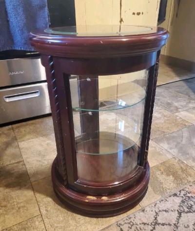 vintage bombay travertine column cabinet