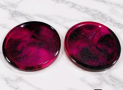 Magenta and Black Coasters set of 2