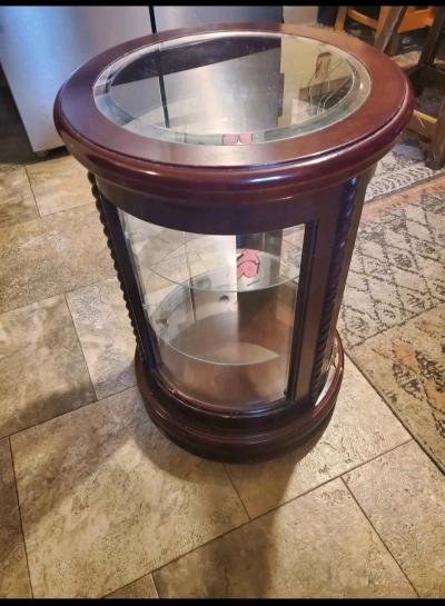 vintage bombay travertine column cabinet - Thumbnail 3