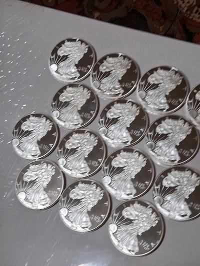 non magnetic silver plated eagle rounds 1oz