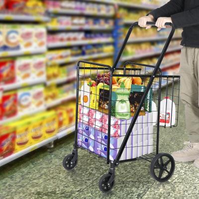 Black Steel Shopping Folding Cart - Thumbnail 5