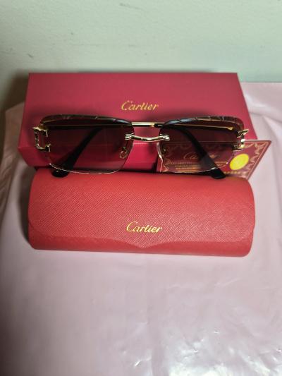 Womens Rimless Sunglasses Gold Frame Gradient Brown Lenses - Thumbnail 3