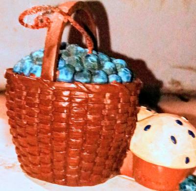 Cute Decoration of a basket of blueberries and a blueberry m