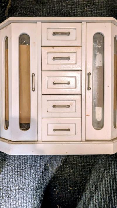 jewelry box white 5 opening drawers 2 opening side doors