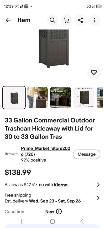 New 33 Gallons Comercial or Res Trash Cans Water Resistant - Thumbnail 6