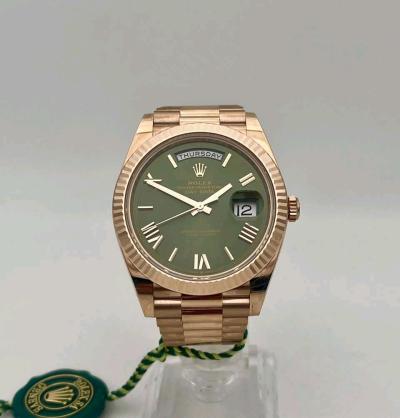 DayDate Rose Gold 40mm Olive green with box and papers