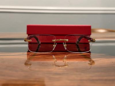 Cartier Sunglasses Clear Lens Wood Frame