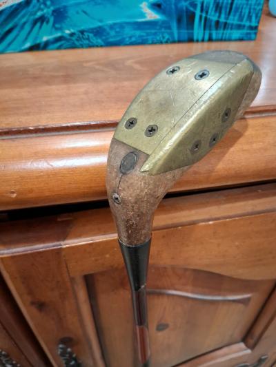 Antique old Spaulding wooden shaft putter an old wooden also - Thumbnail 2