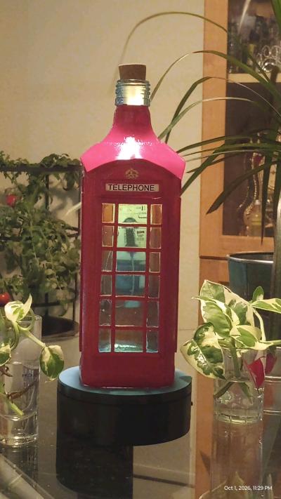 Red London Telephone Booth Nightlight in a bottle - Thumbnail 2