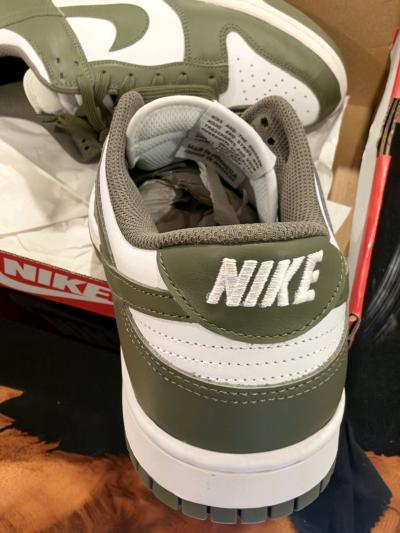 Nike Dunk Low Medium Olive White Sneakers - Thumbnail 4