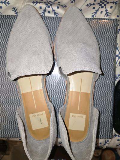 Dolce Vita Light Gray Suede Pointed DOrsay Flats