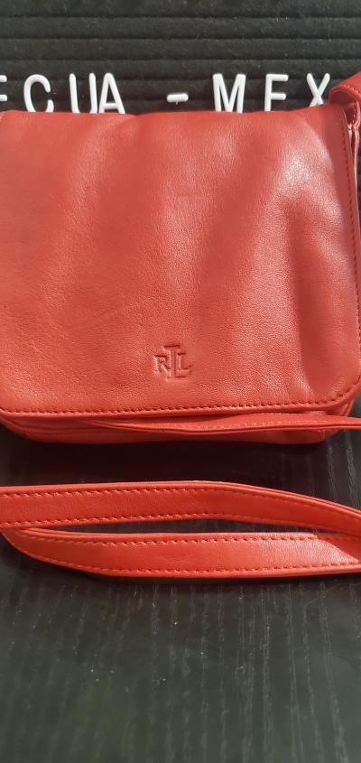 red leather crossbody bag featuring the RL - Thumbnail 2