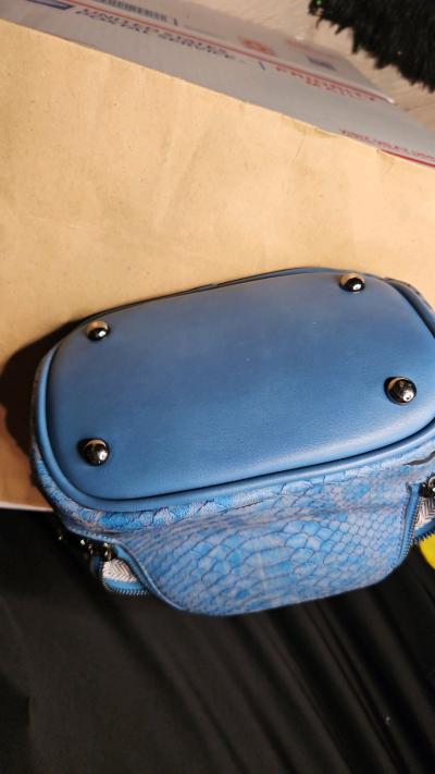 Chic Blue Snakeskin Embossed Mini Backpack  Exotic Textured - Thumbnail 4