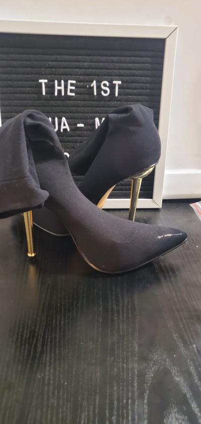 Fashion Nova Black Pointed Toe Heels Size 65 no box - Thumbnail 6