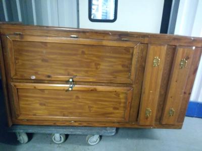 Vintage Solid Oak Wardrobe Armoire Chest