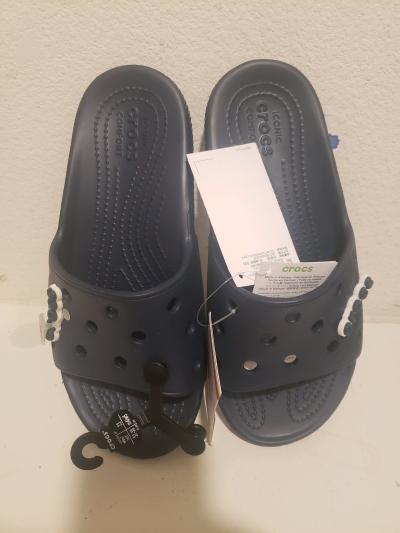 Navy Blue Crocs  Classis Slide - Thumbnail 2