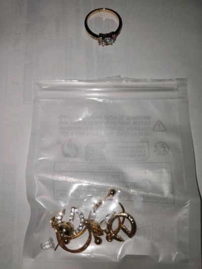 womens Gold earrings and a gold ring - Thumbnail 2