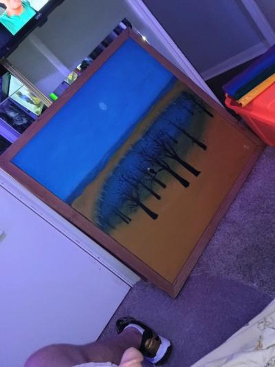 Picture hand painted with wood frame - Thumbnail 3