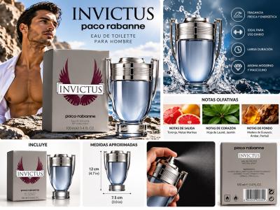 Perfume Invictus Paco Rabanne para Hombre 100 ml 34 oz - Thumbnail 2